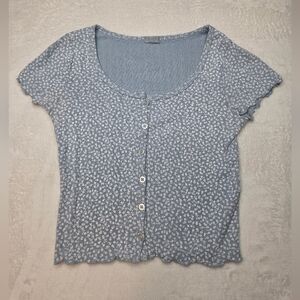 John Galt Blue Floral Small Button-Down Shirt